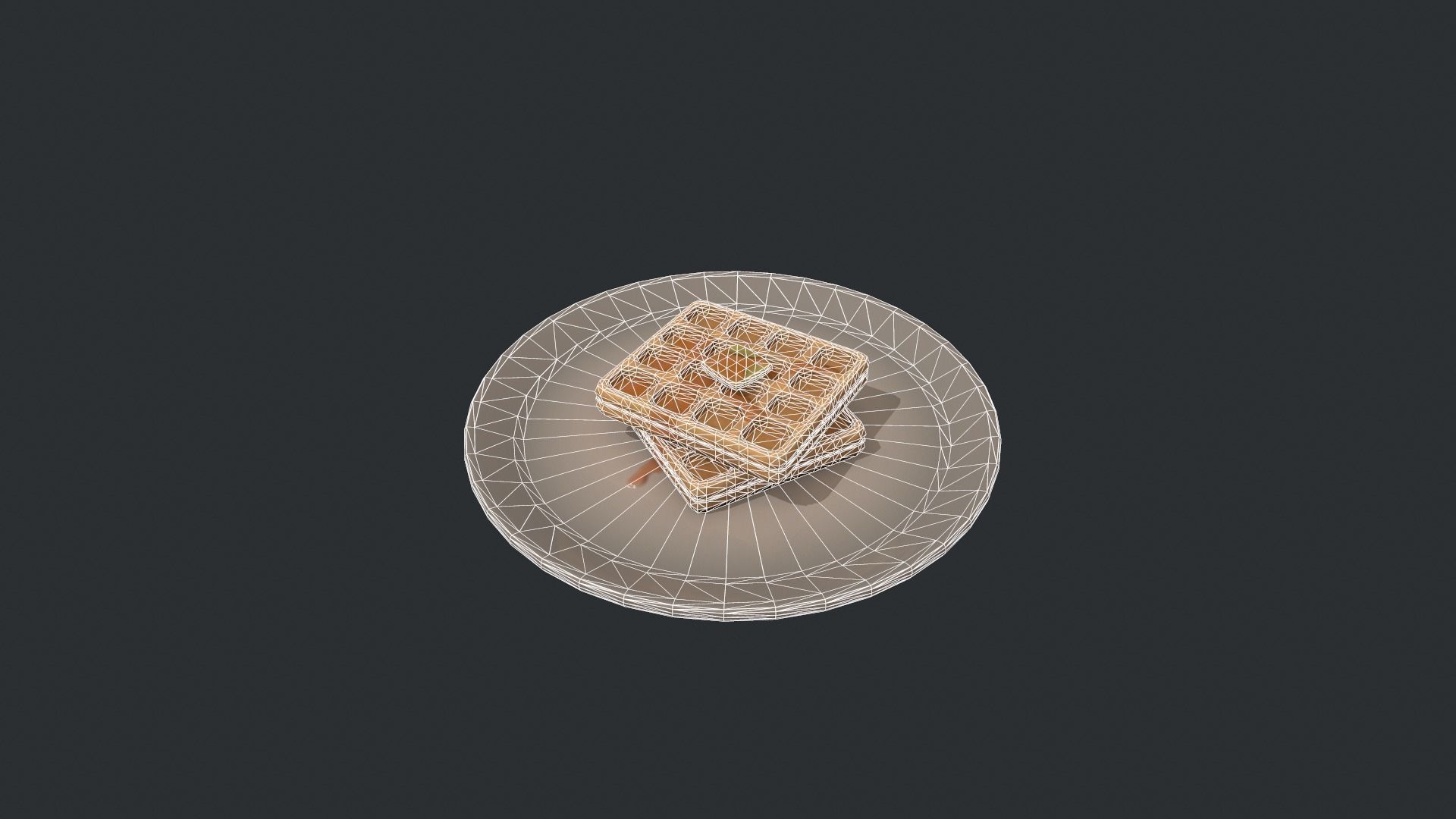 Plate of Waffles Low-poly 3D model_10