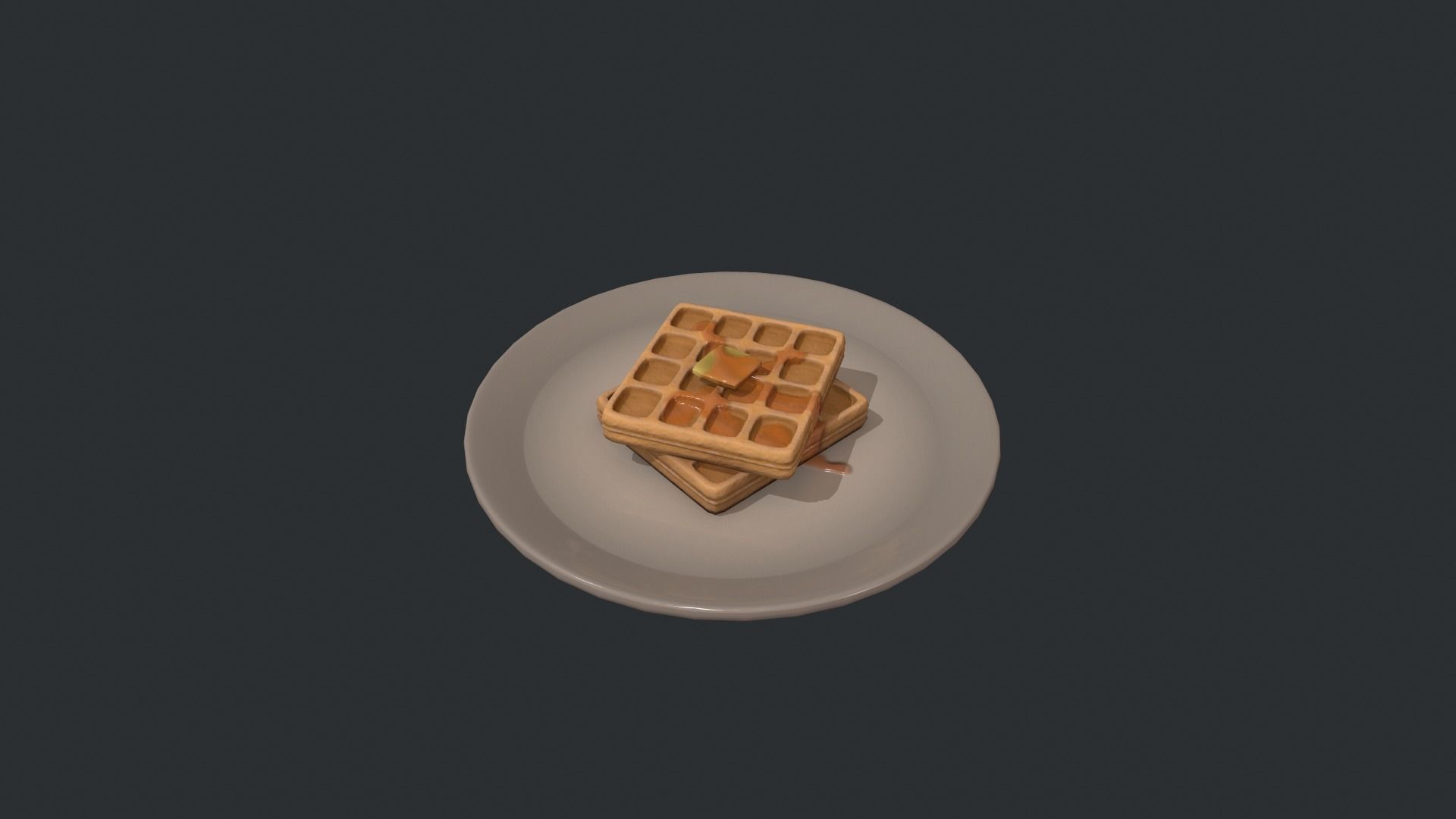 Plate of Waffles Low-poly 3D model_7