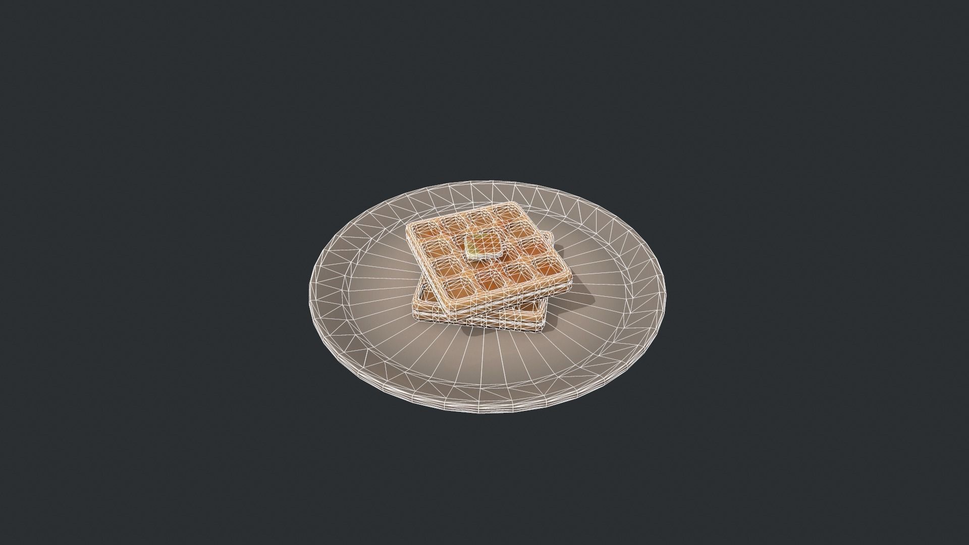 Plate of Waffles Low-poly 3D model_17
