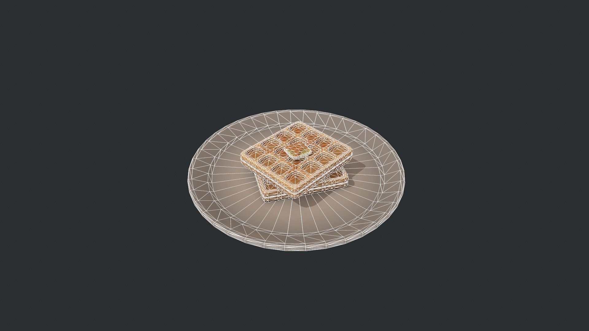 Plate of Waffles Low-poly 3D model_16
