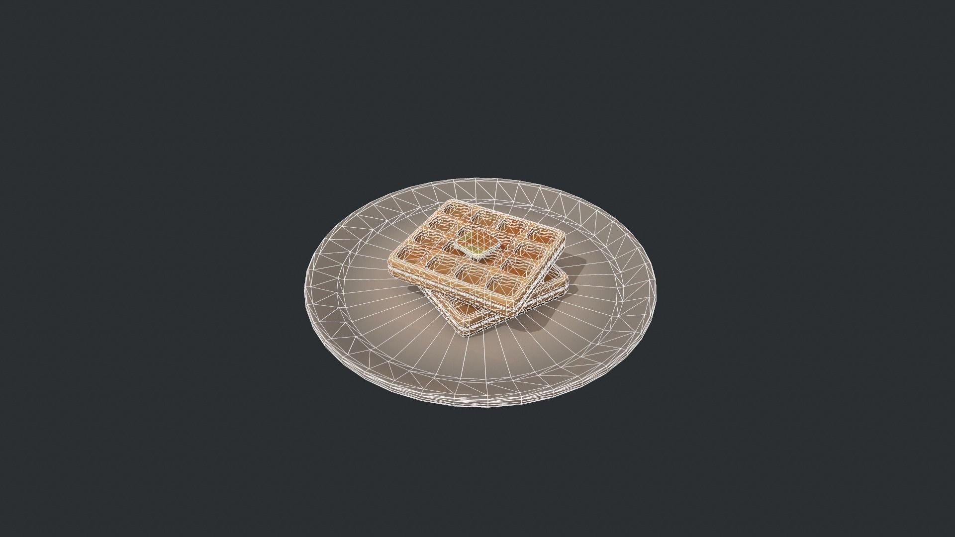Plate of Waffles Low-poly 3D model_15