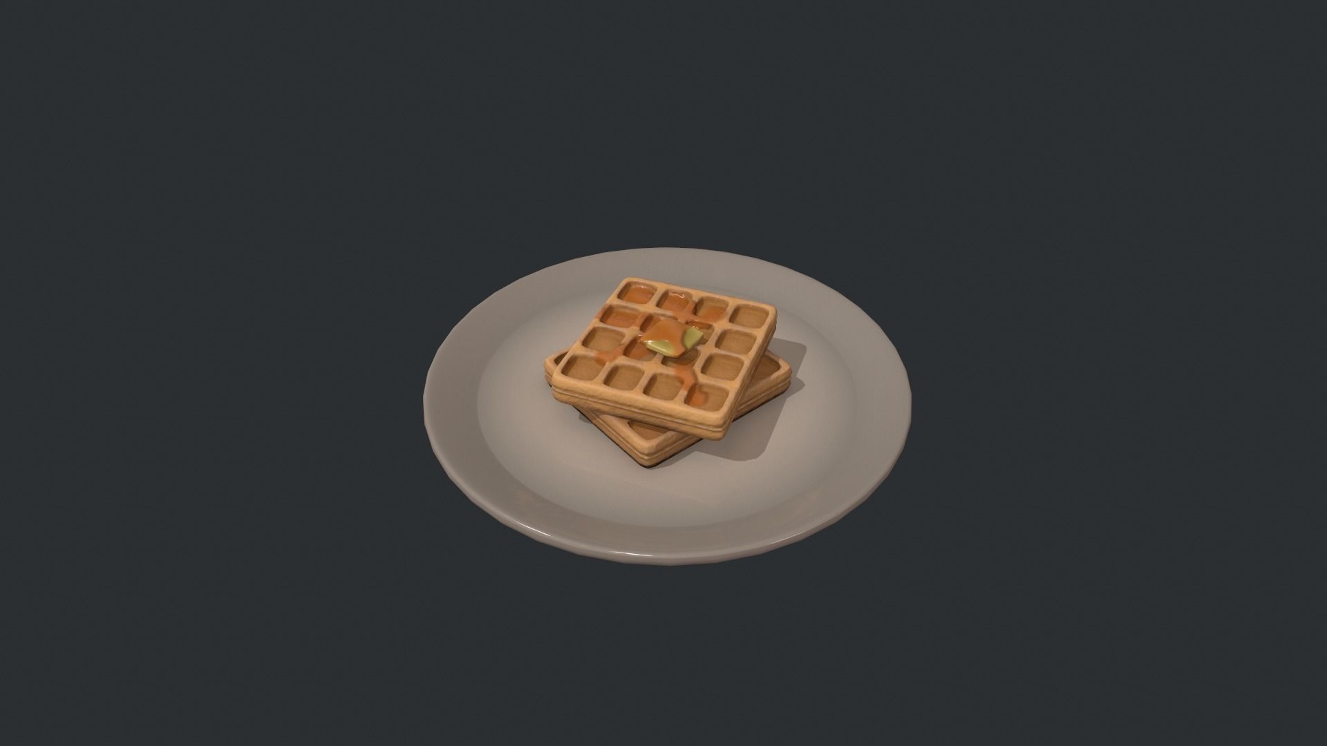 Plate of Waffles Low-poly 3D model_1