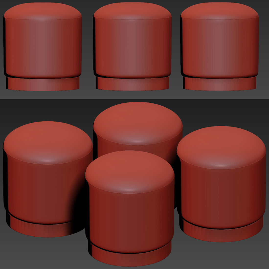 Velvet Pouffe with Copper Powder Coated Base by Bohemiana 3D model_2