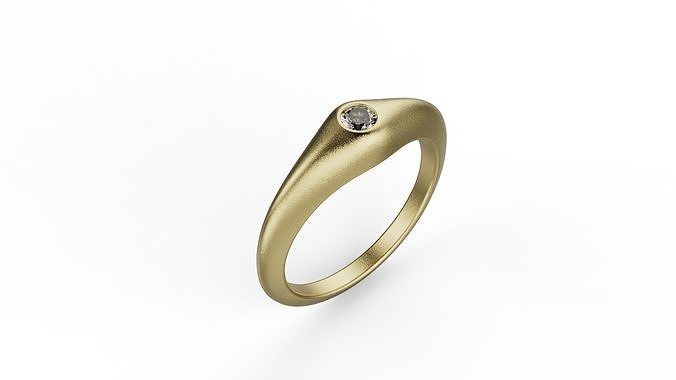 One stone gem diamond ring 3D print model 3D print model