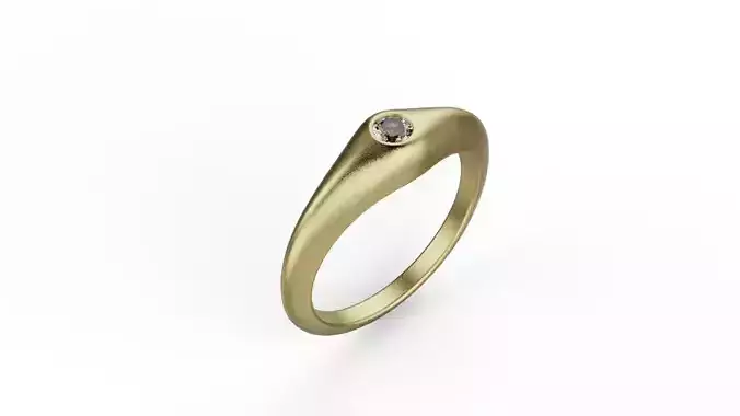 One stone gem diamond ring 3D print model