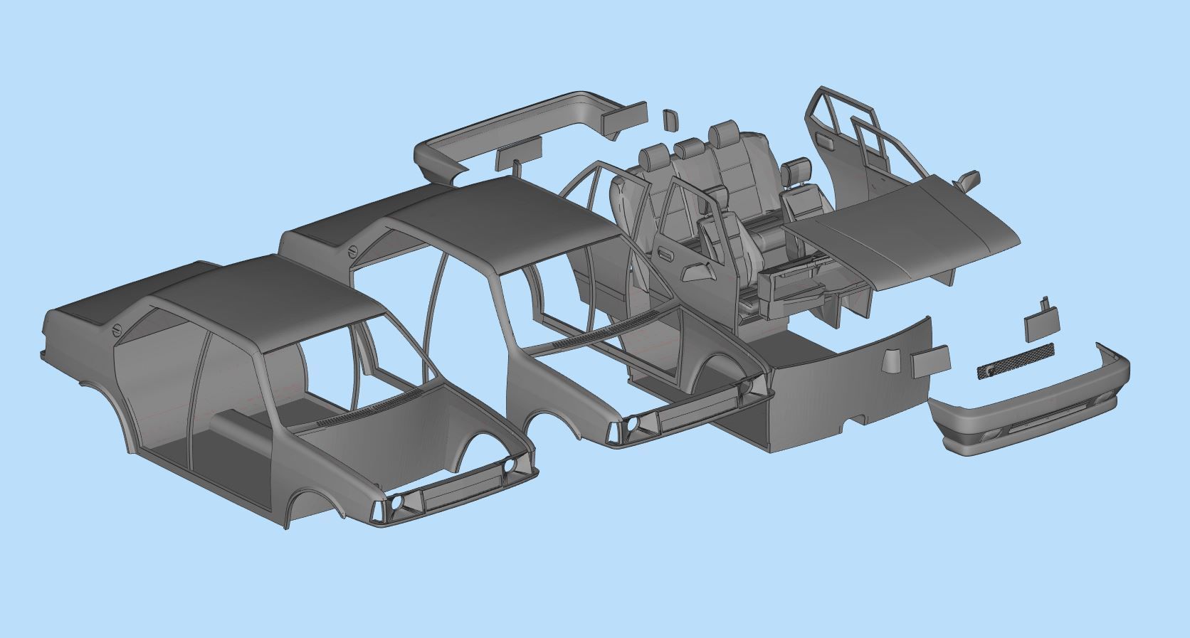 3d printable car Turkish Tofas Sahin Regata Fiat stl file 3D print model_15