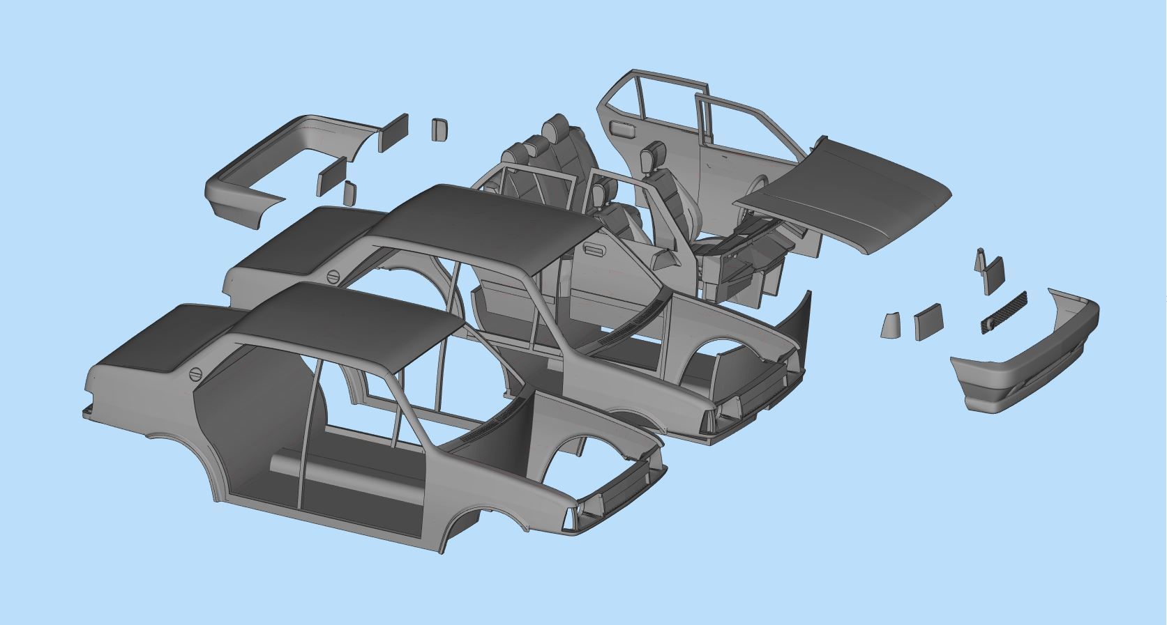 3d printable car Turkish Tofas Sahin Regata Fiat stl file 3D print model_14