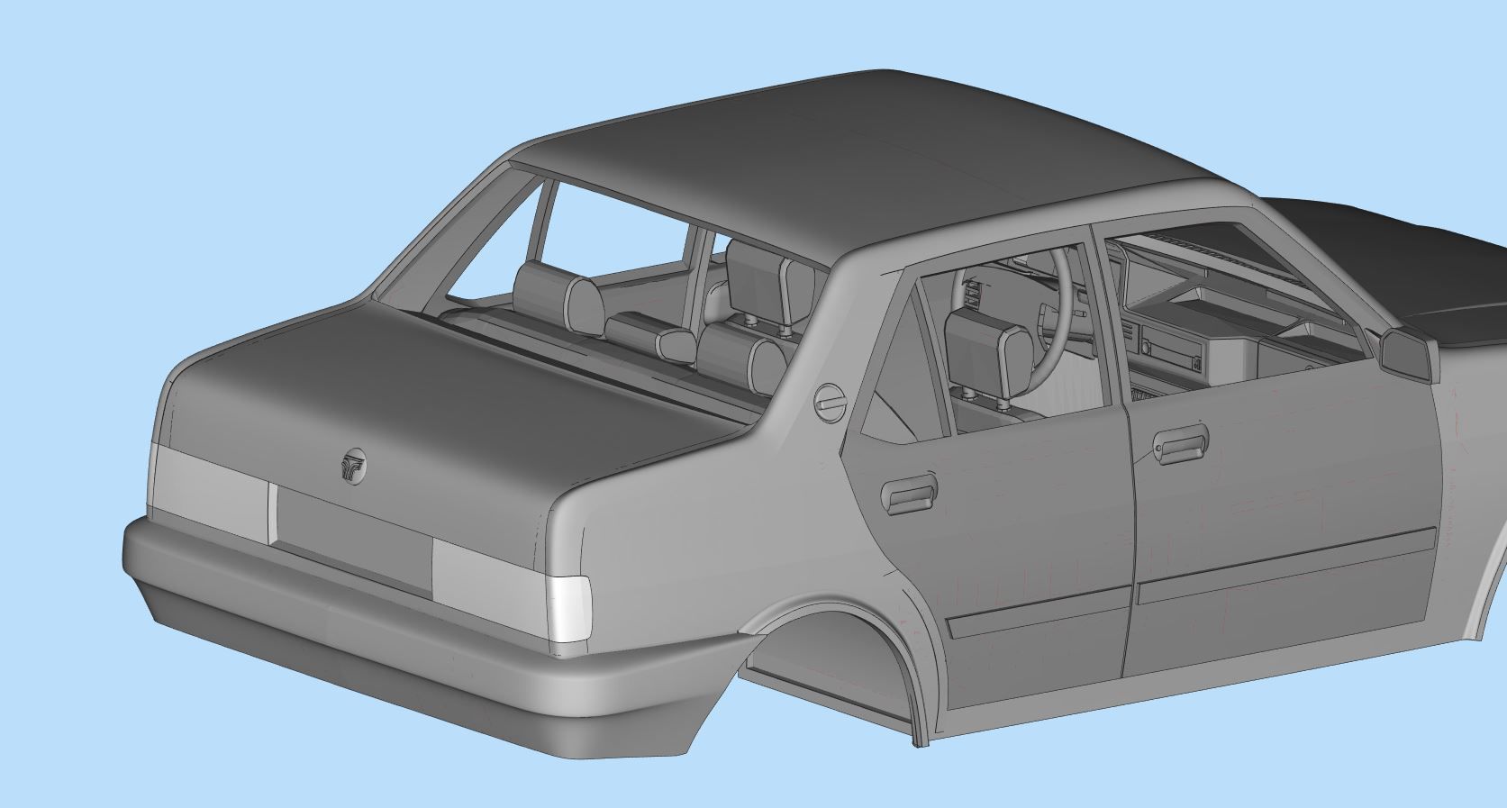 3d printable car Turkish Tofas Sahin Regata Fiat stl file 3D print model_1