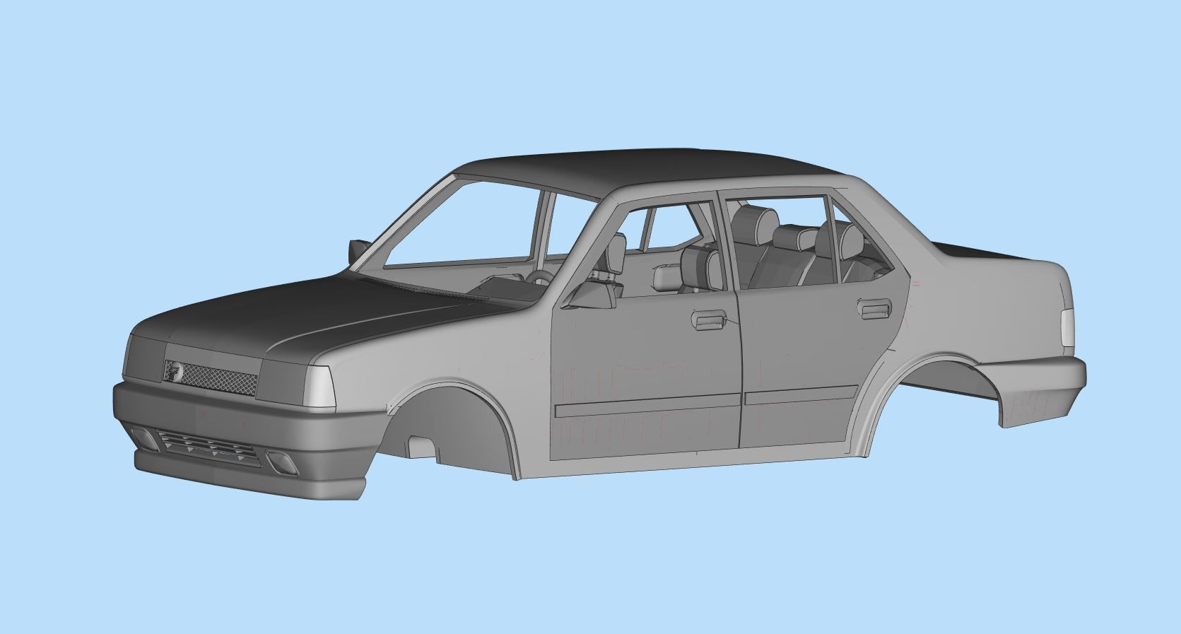 3d printable car Turkish Tofas Sahin Regata Fiat stl file 3D print model_5