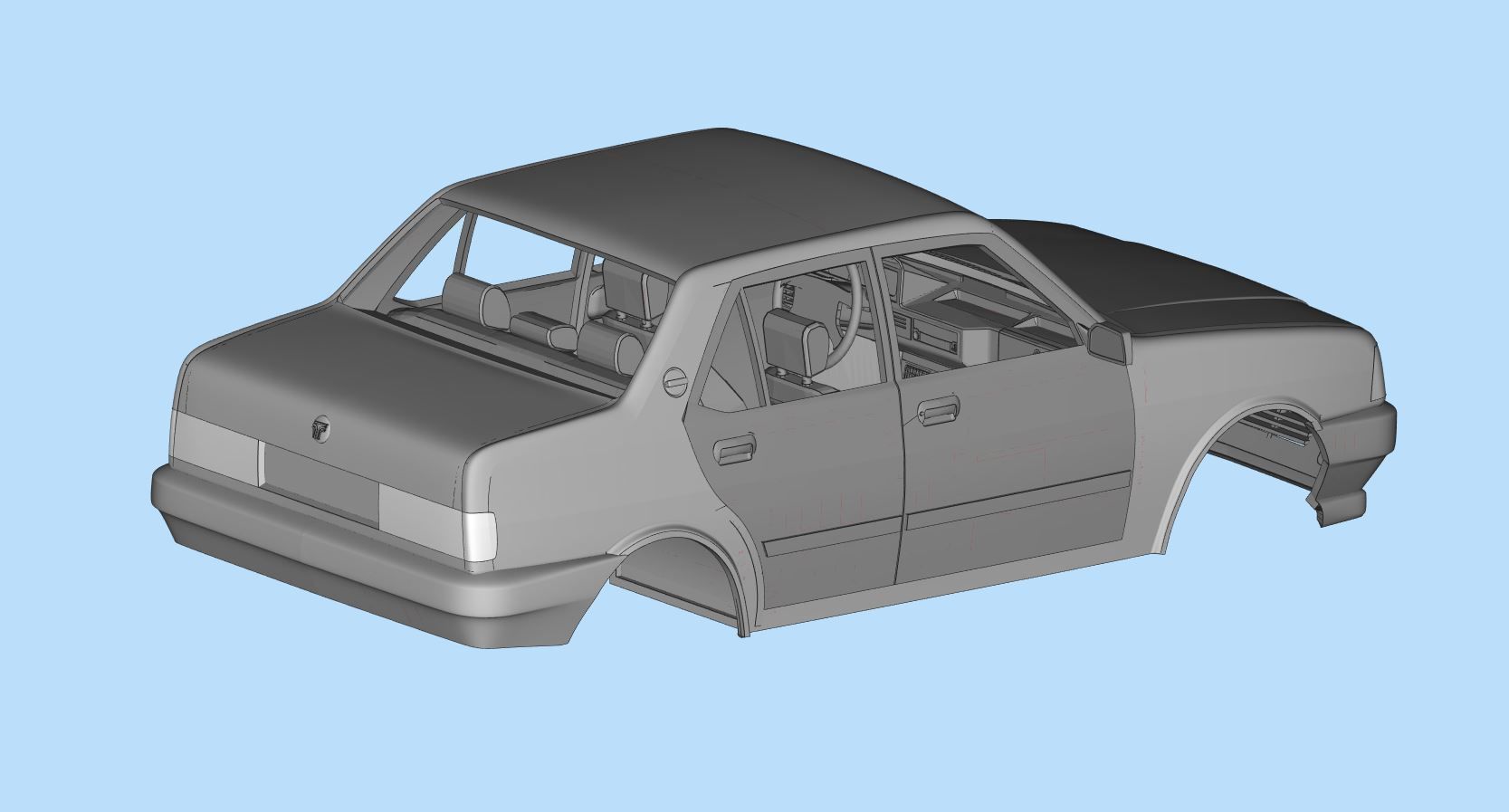 3d printable car Turkish Tofas Sahin Regata Fiat stl file 3D print model_8