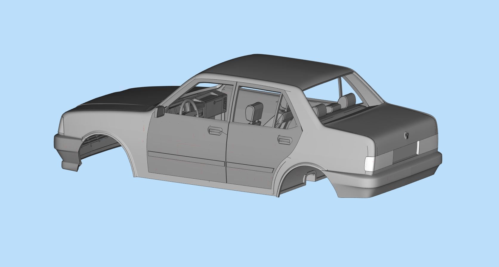 3d printable car Turkish Tofas Sahin Regata Fiat stl file 3D print model_6