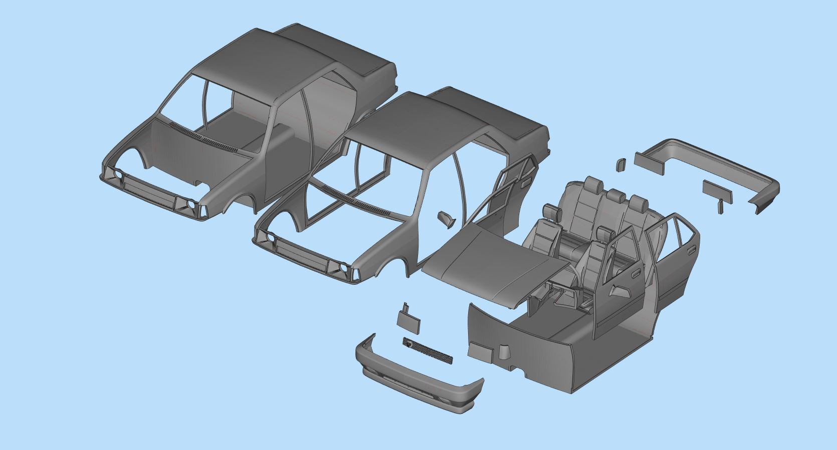 3d printable car Turkish Tofas Sahin Regata Fiat stl file 3D print model_10