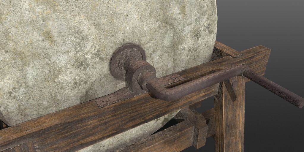 Historical Grindstone Low-poly 3D model_1