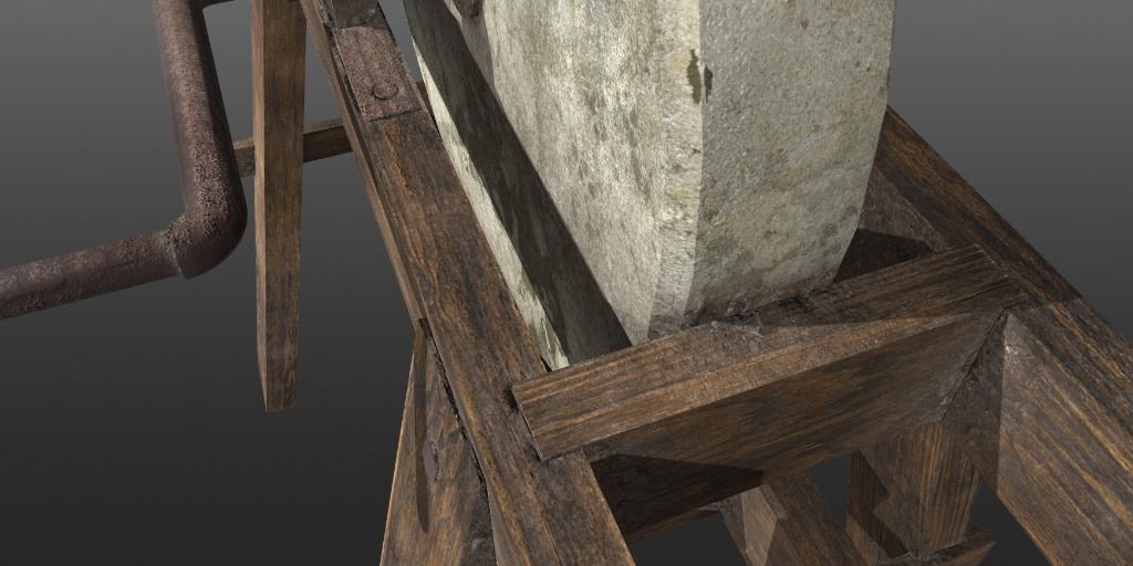 Historical Grindstone Low-poly 3D model_3