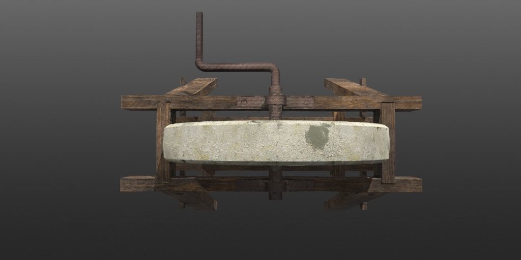 Historical Grindstone Low-poly 3D model_5