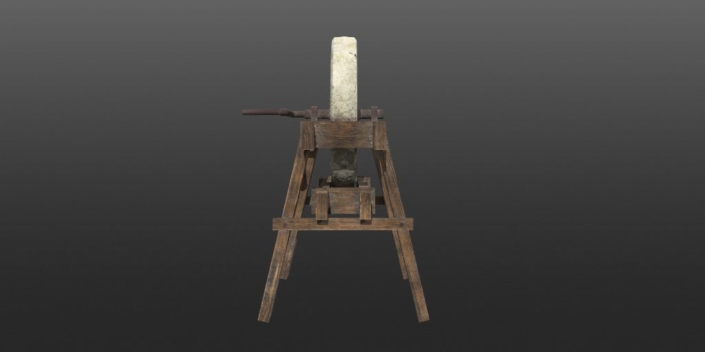 Historical Grindstone Low-poly 3D model_4