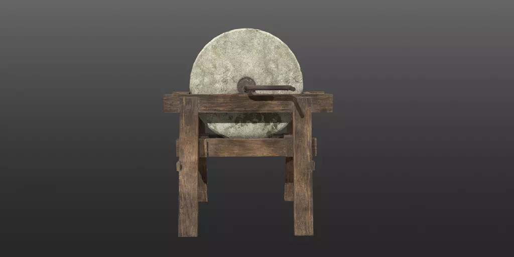 Historical Grindstone Low-poly 3D model_0