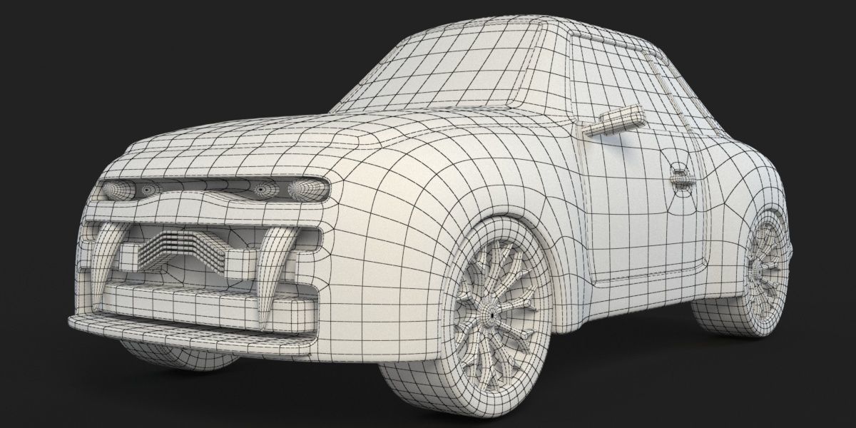 CartoonCar car Low-poly 3D model_5