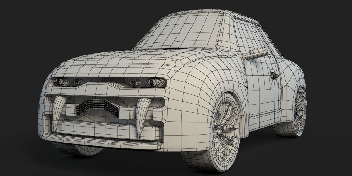 CartoonCar car Low-poly 3D model_4