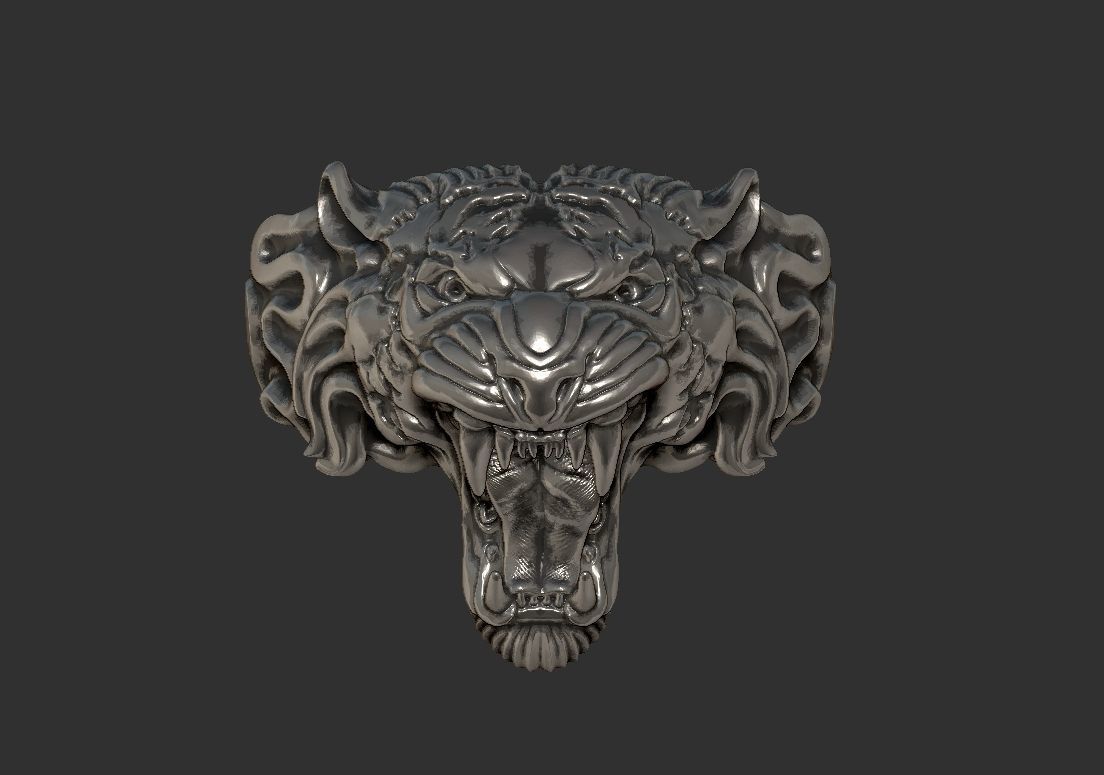 Jewelry Tiger ring 3D print model_0