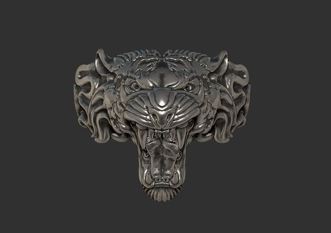 Jewelry Tiger ring 3D print model