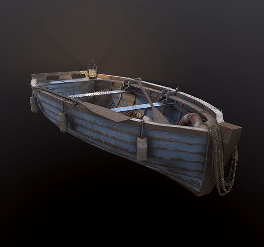 Old Fishing Boat Low-poly 3D model