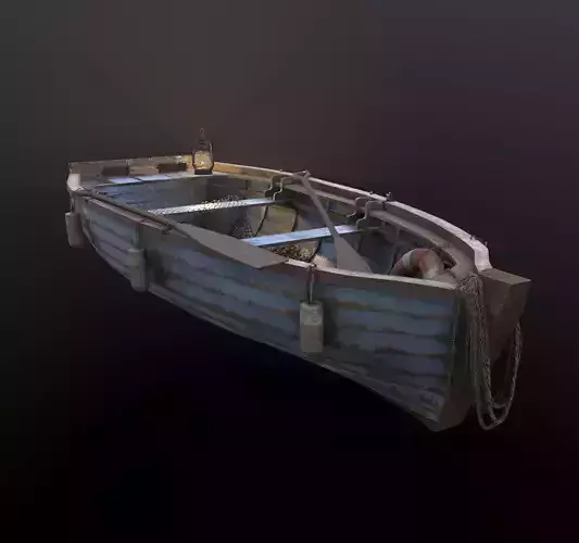 Old Fishing Boat Low-poly 3D model