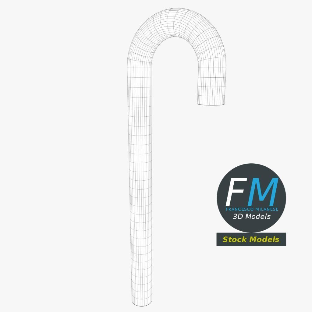 Striped candy cane 3D model_7
