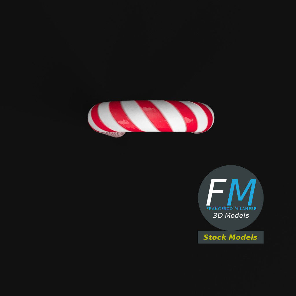 Striped candy cane 3D model_6
