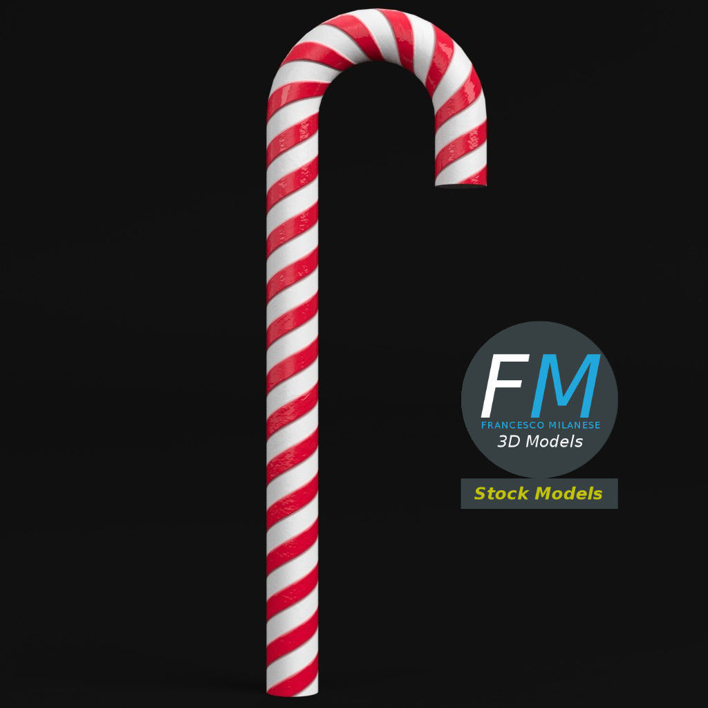 Striped candy cane 3D model_3