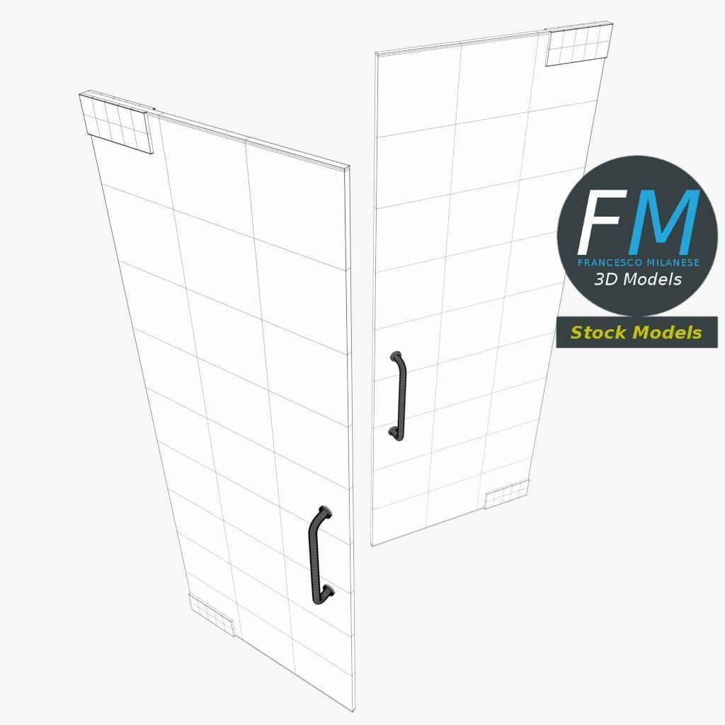 Frameless glass door 3D model_8