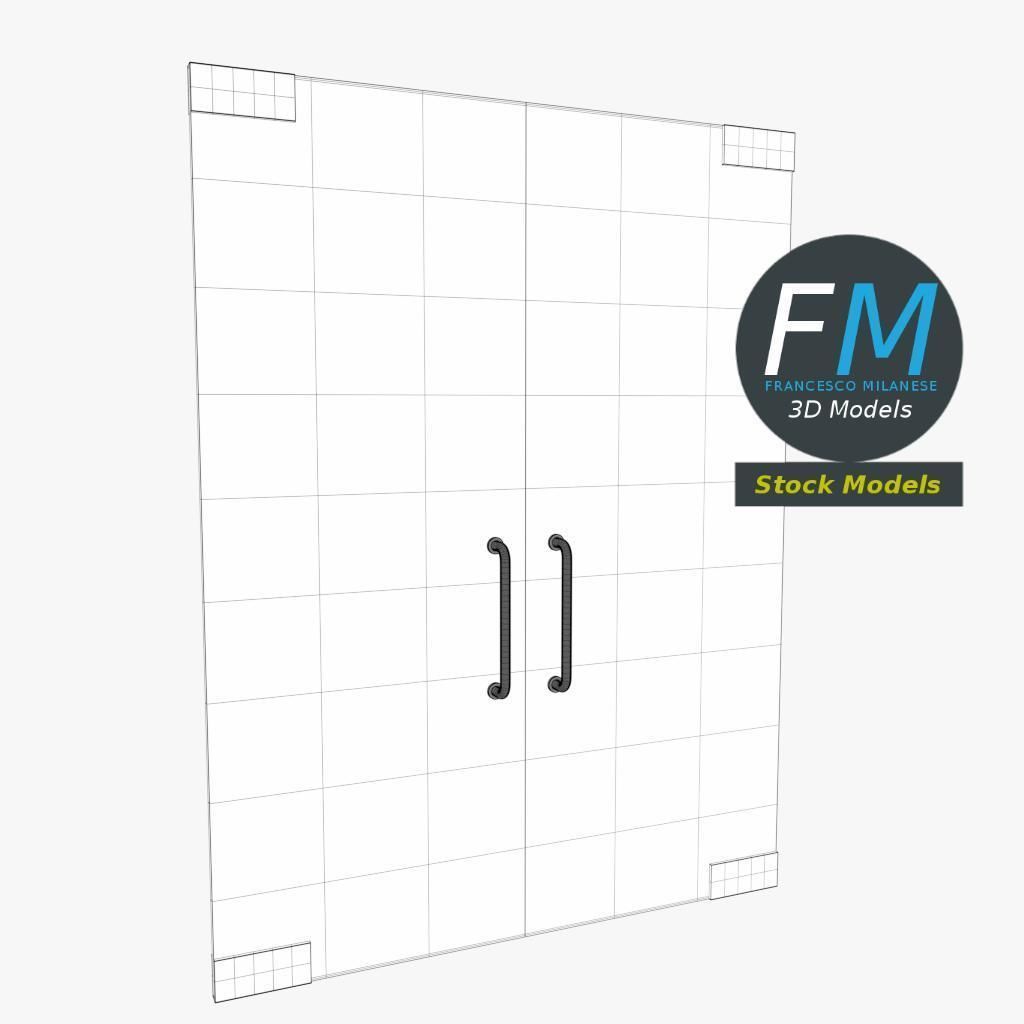 Frameless glass door 3D model_7