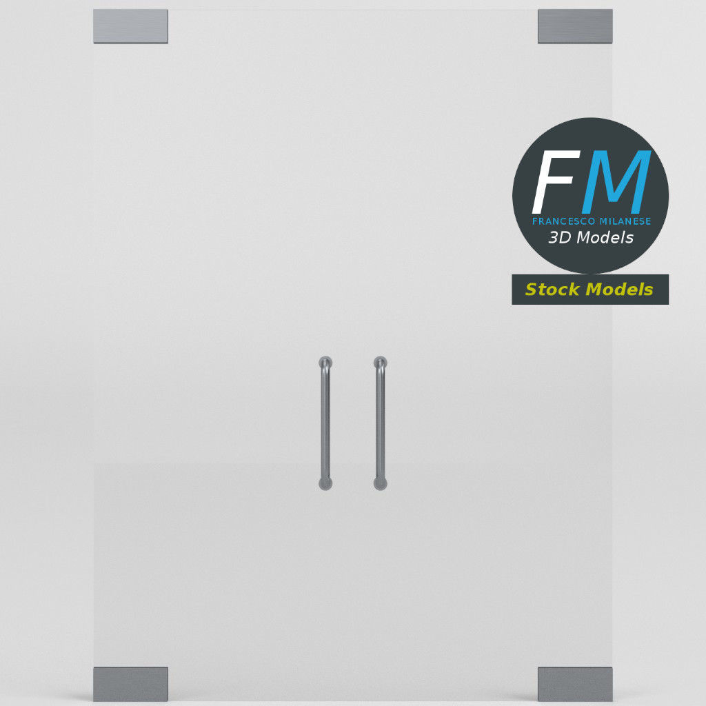 Frameless glass door 3D model_3