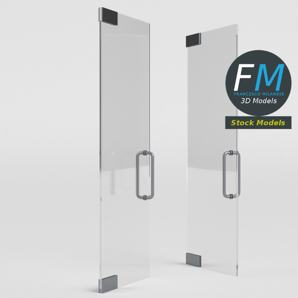 Frameless glass door 3D model_4