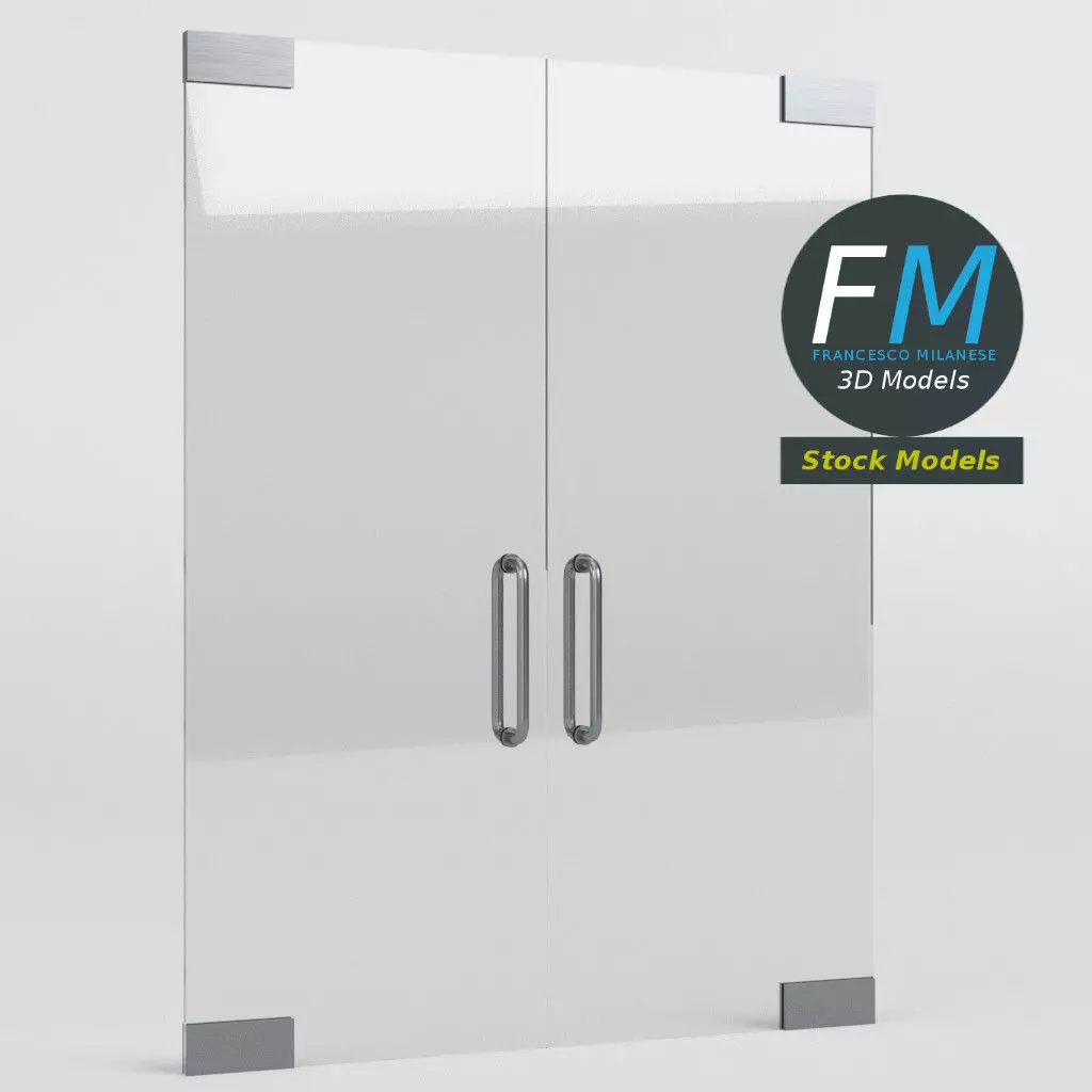 Frameless glass door 3D model_0