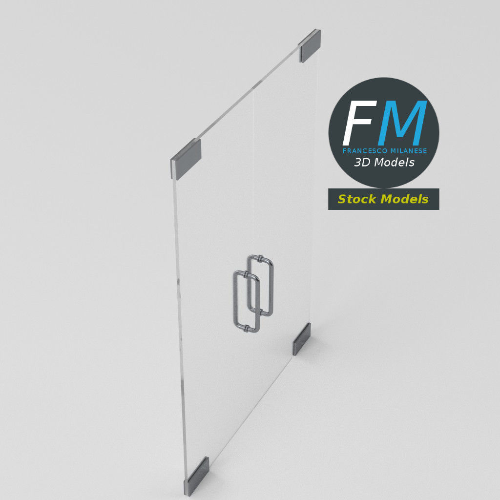 Frameless glass door 3D model_5