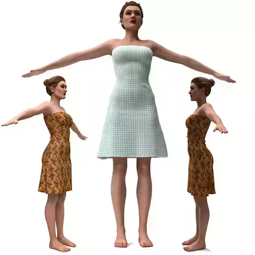 3d realistic girl  with clothing  