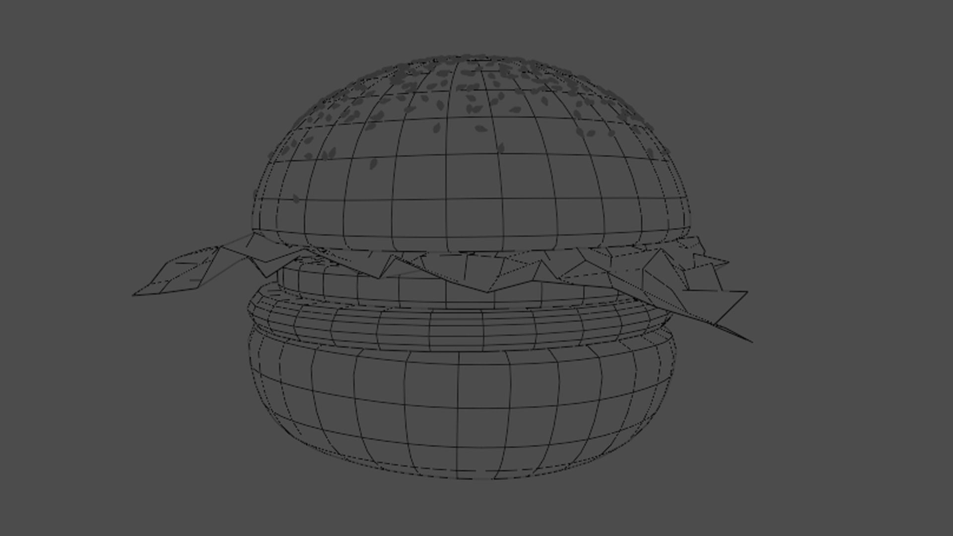 Hamburger on plate Low-poly 3D model_3