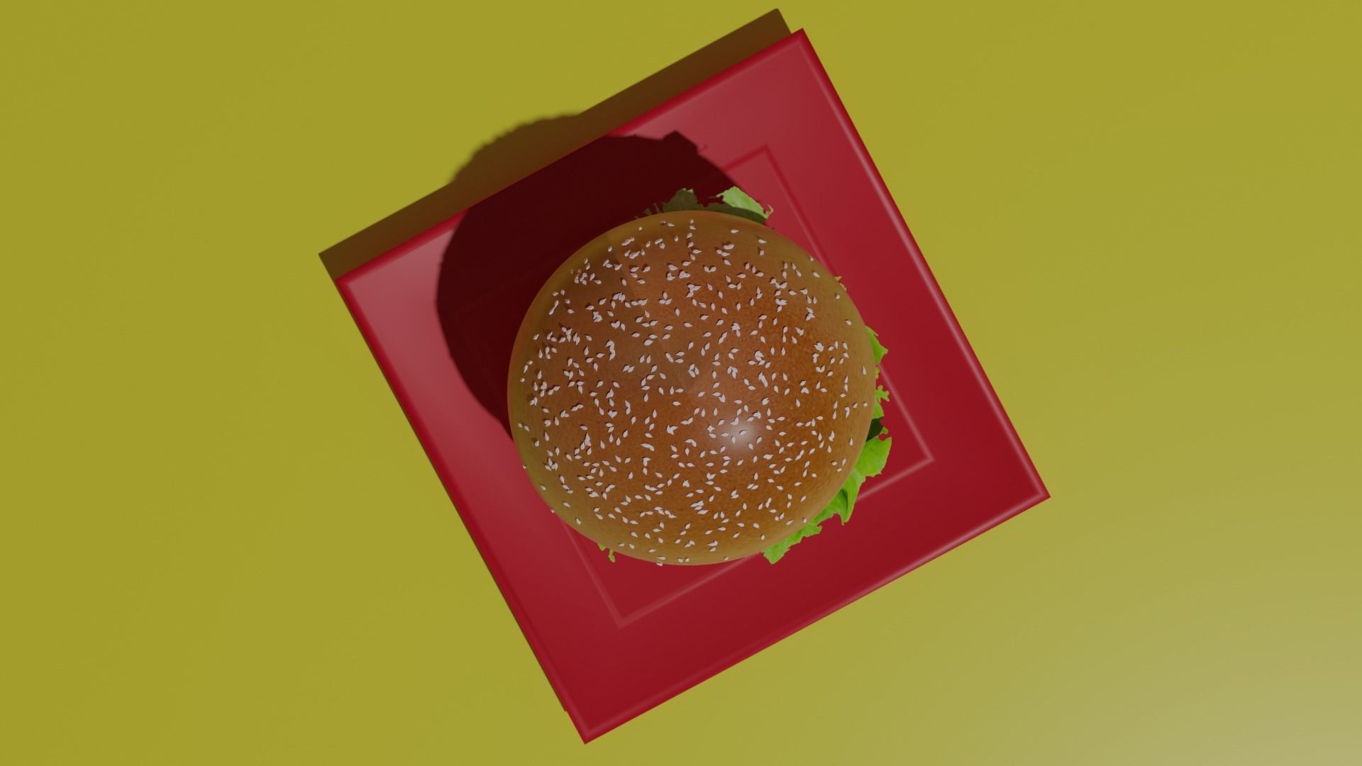 Hamburger on plate Low-poly 3D model_2