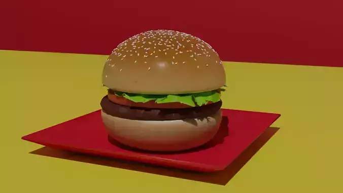 Hamburger on plate