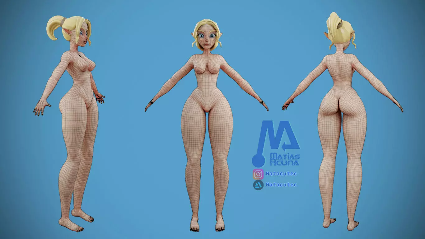 female model estilized 3D model_0