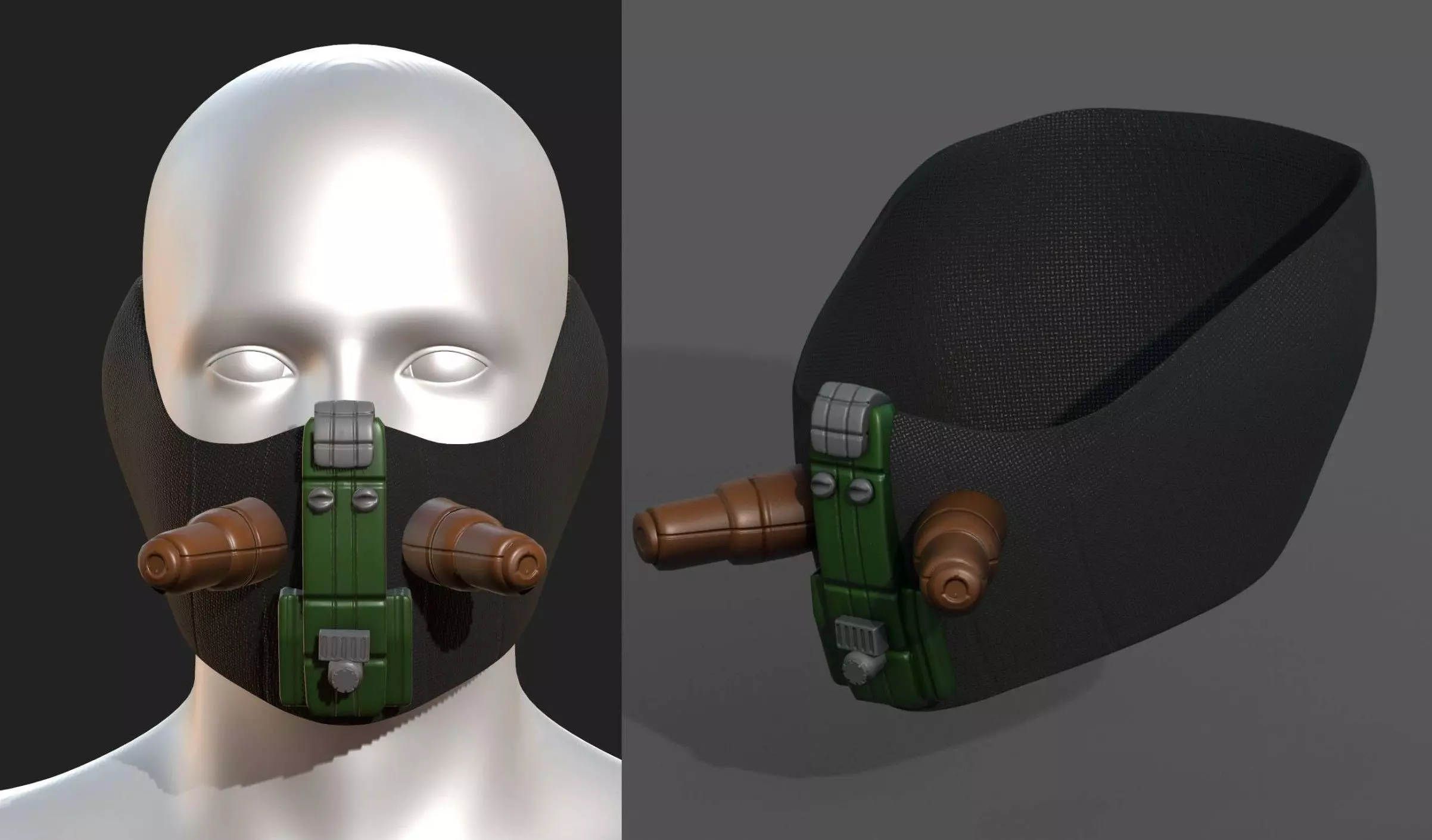 Gas mask respirator scifi futuristic Low-poly 3D model_0
