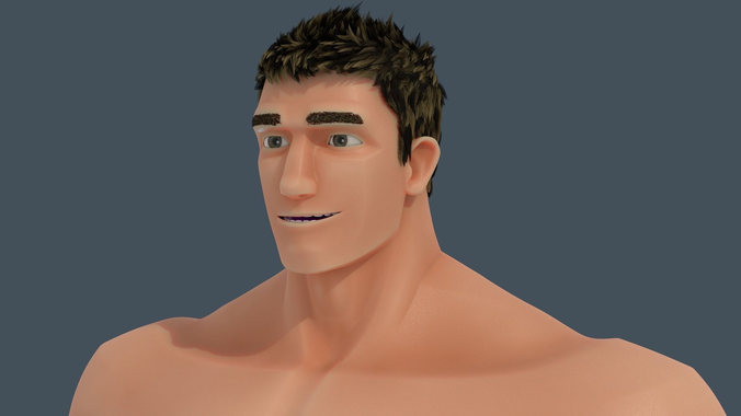 Rigged muscle man character 2016 3D model