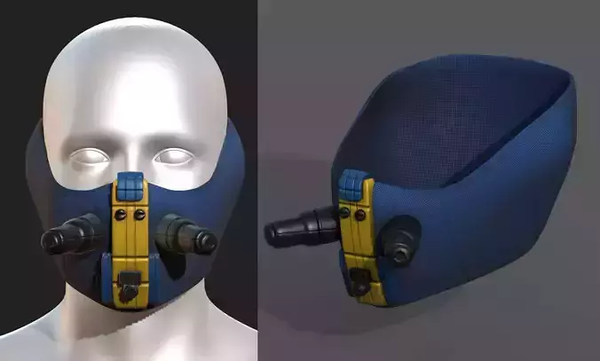 Gas mask respirator scifi futuristic 3d Low-poly 3D model