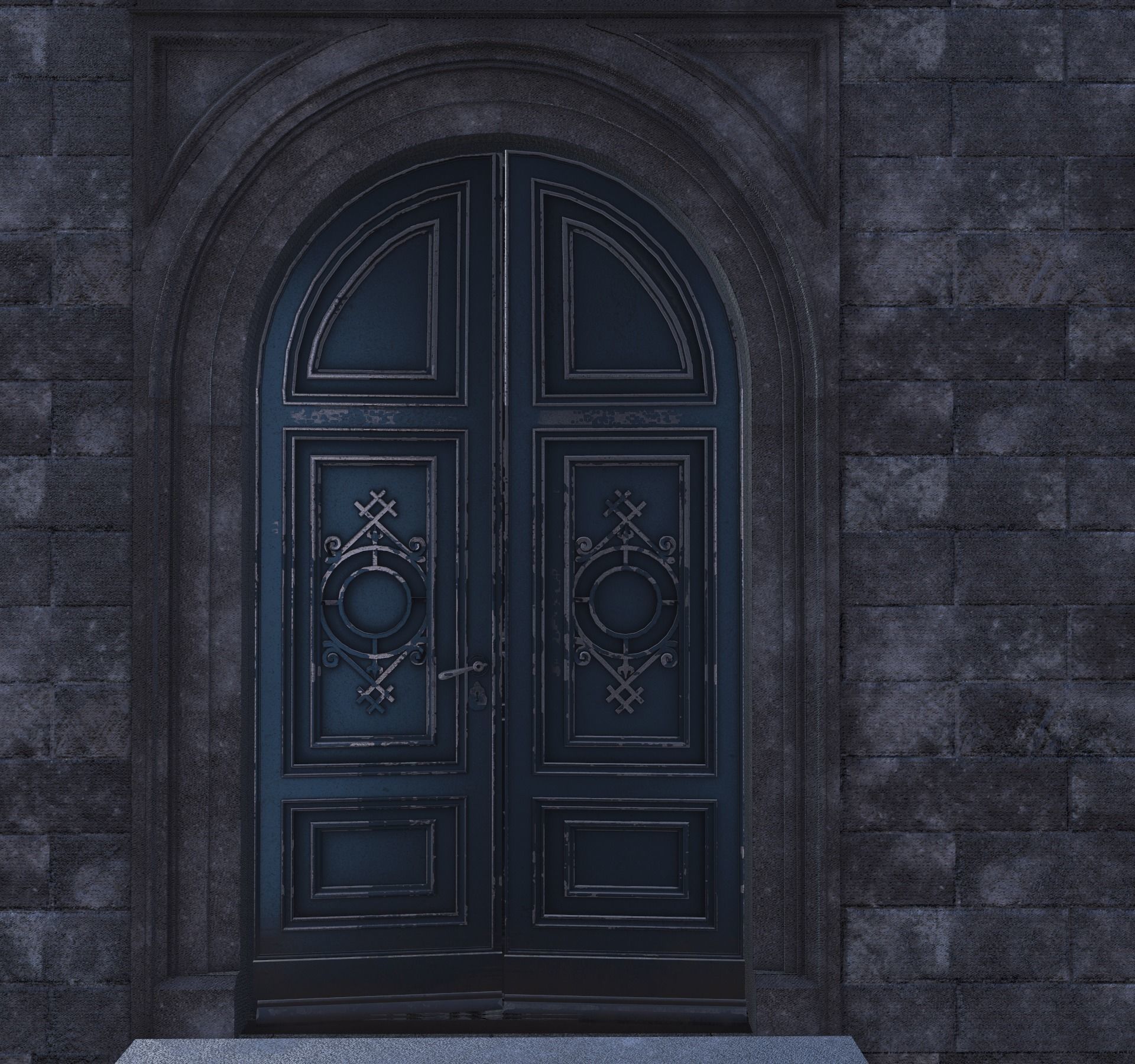 Cage with walls bridge and columns Low-poly 3D model_10