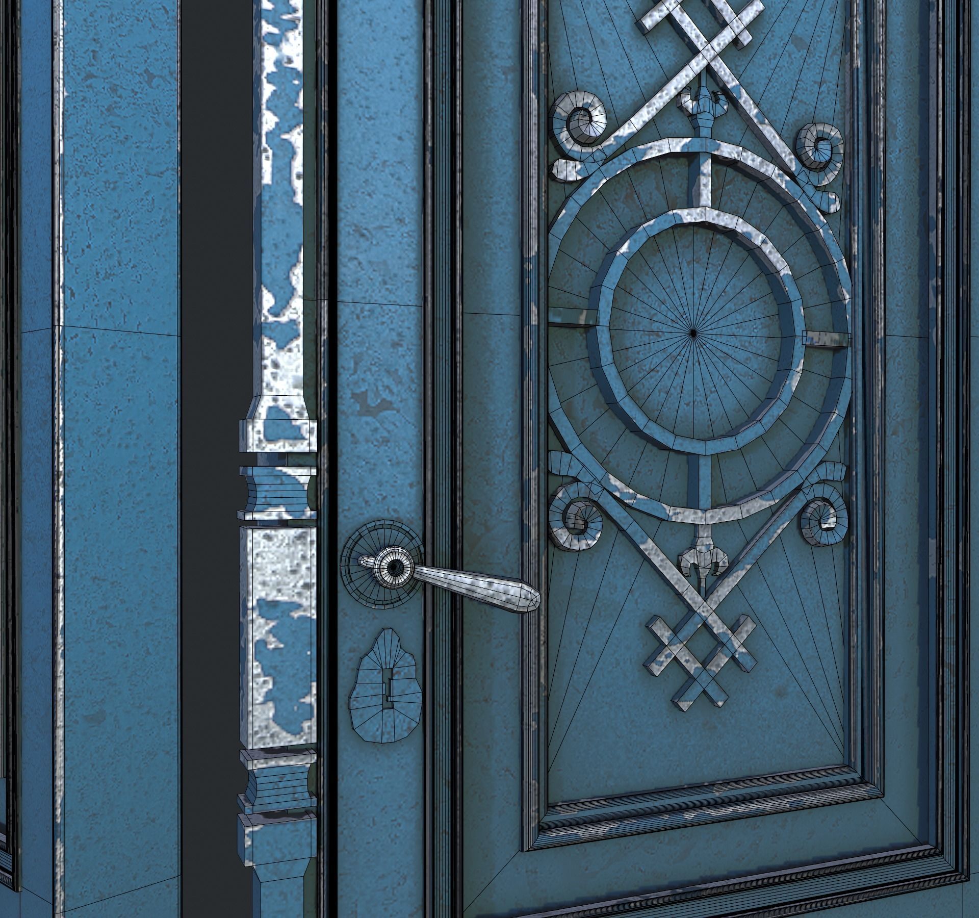 Cage with walls bridge and columns Low-poly 3D model_12