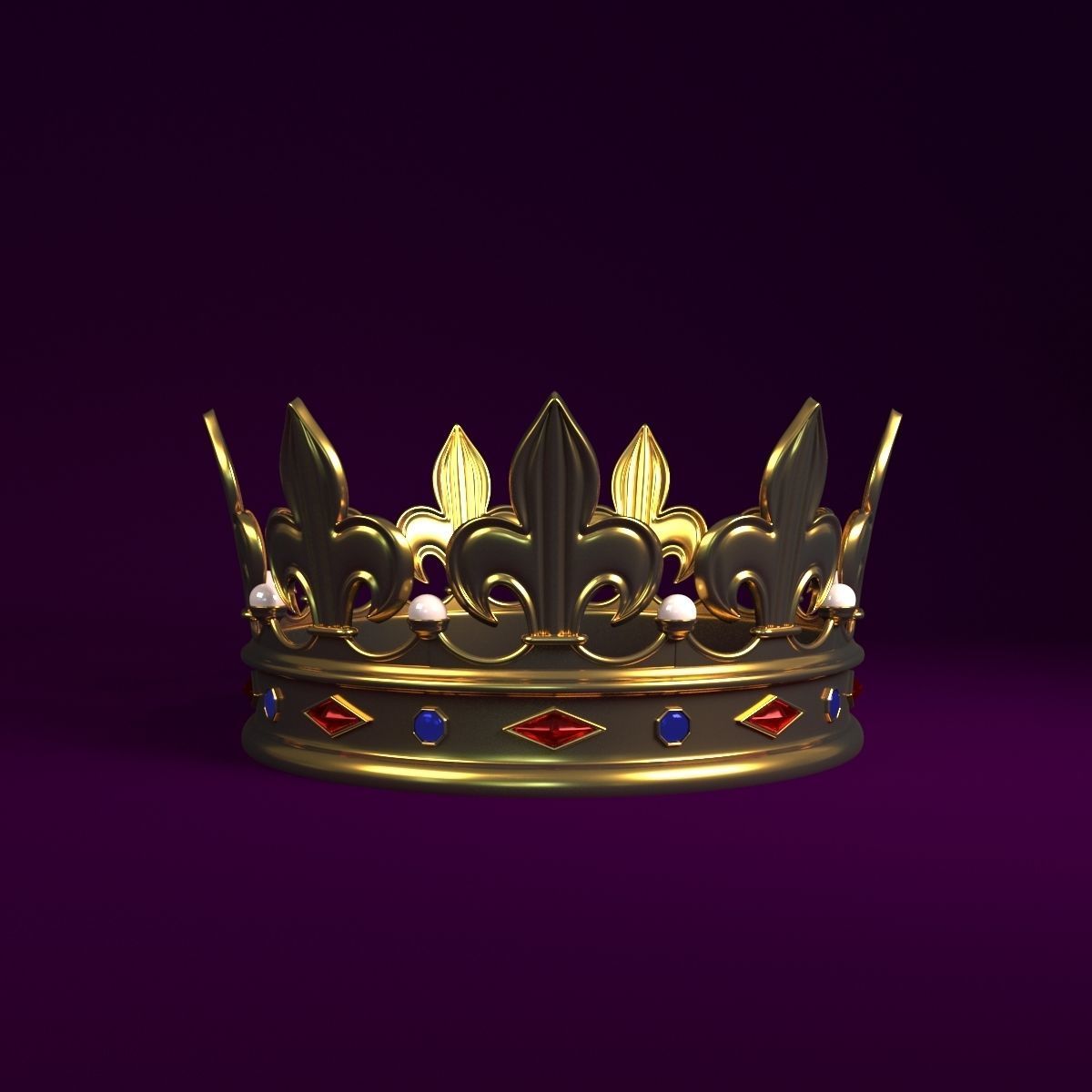 Crown golden Low-poly 3D model_1