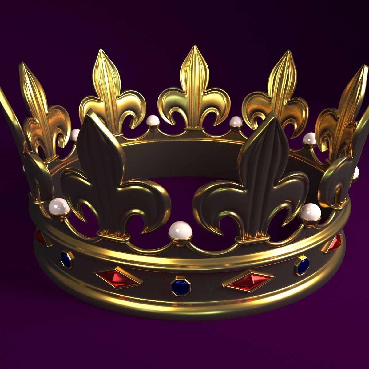Crown golden Low-poly 3D model_3