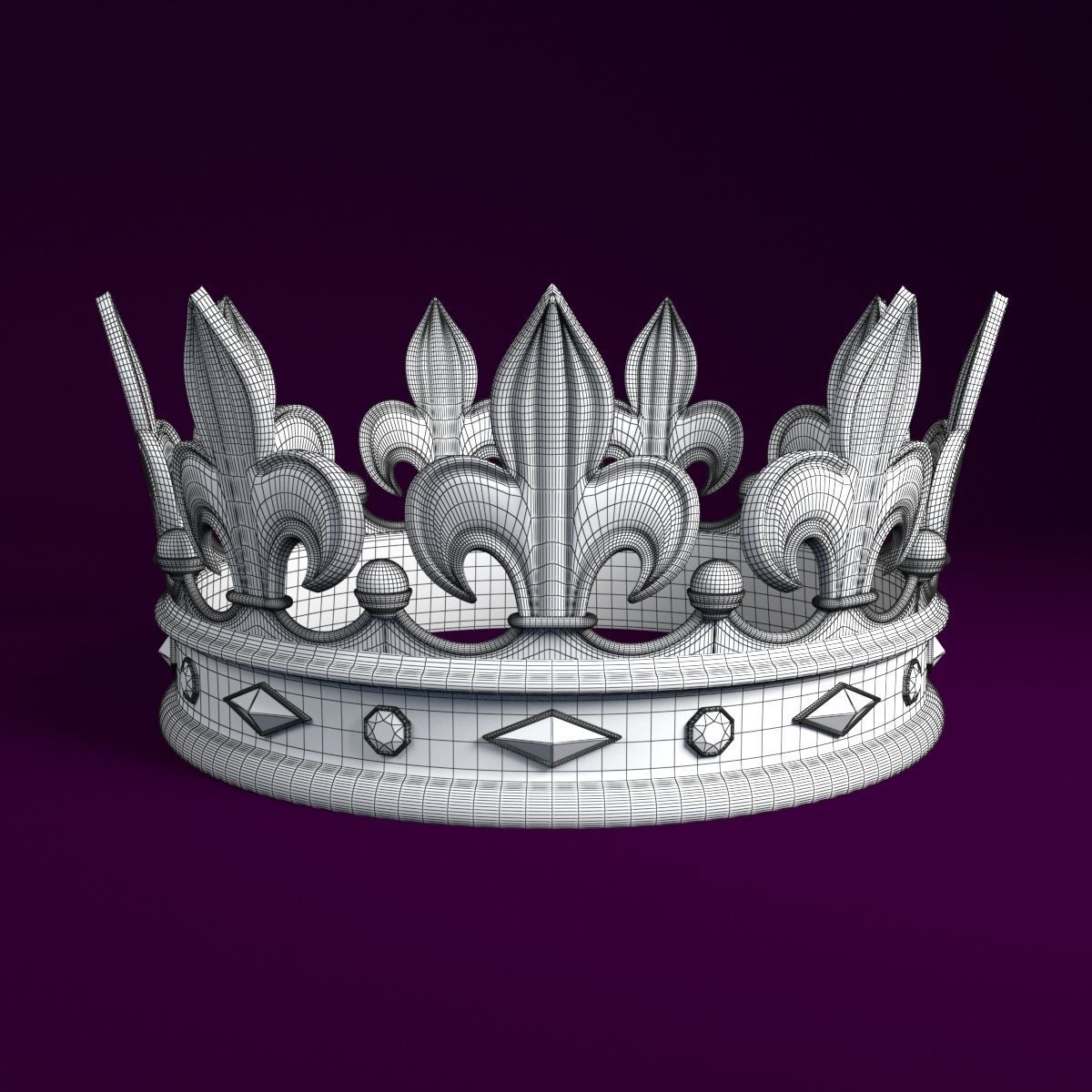 Crown golden Low-poly 3D model_6