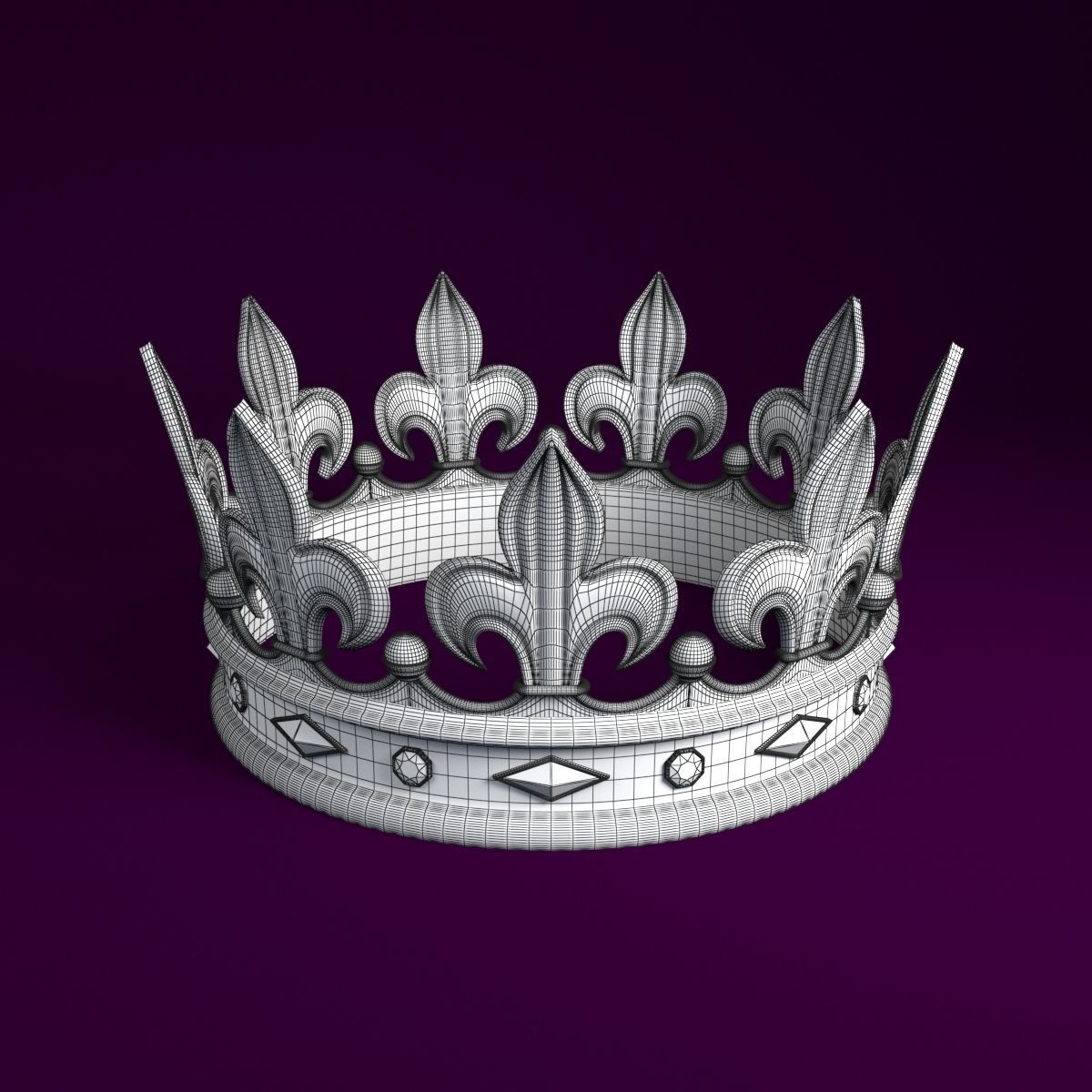 Crown golden Low-poly 3D model_5